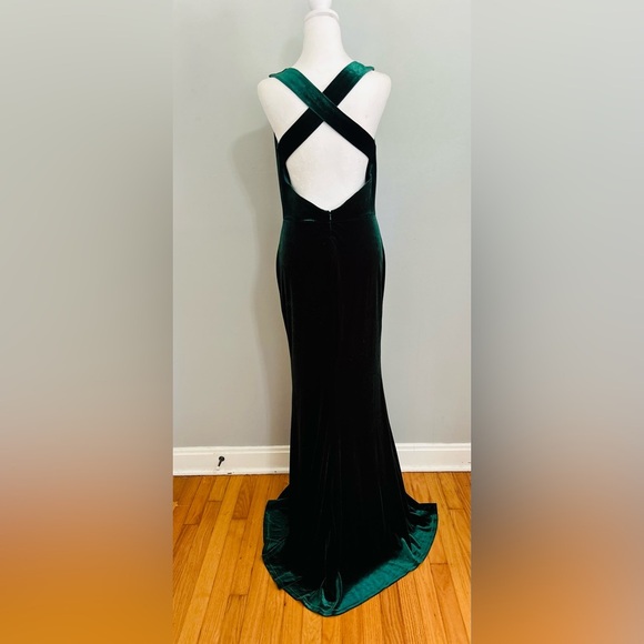 Revelry Green Velvet Maxi Dress Size 8 Formal Gown with Slit - Picture 5 of 12